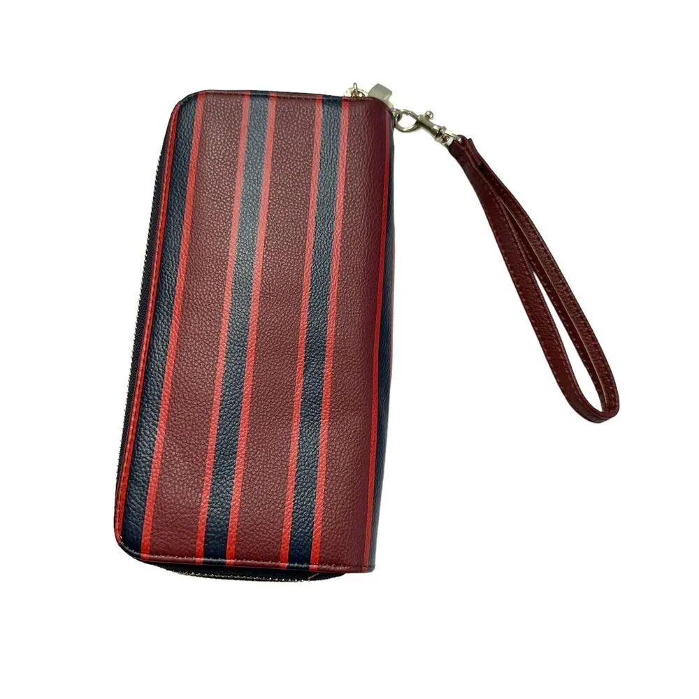 Target Wristlet Wallet Blue Red Orange Stripe 2 Compartments Gold zipper Preppy